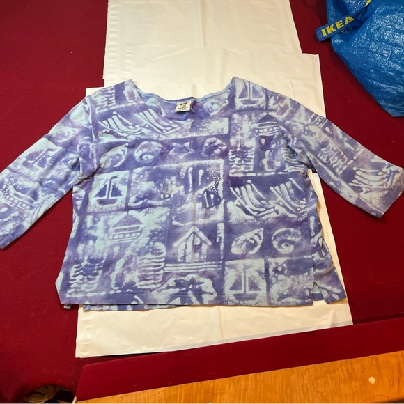 90s Purple Rum Reggae shirt Tie Dye Batik beach festival summer ART hippie Large - Picture 9 of 10